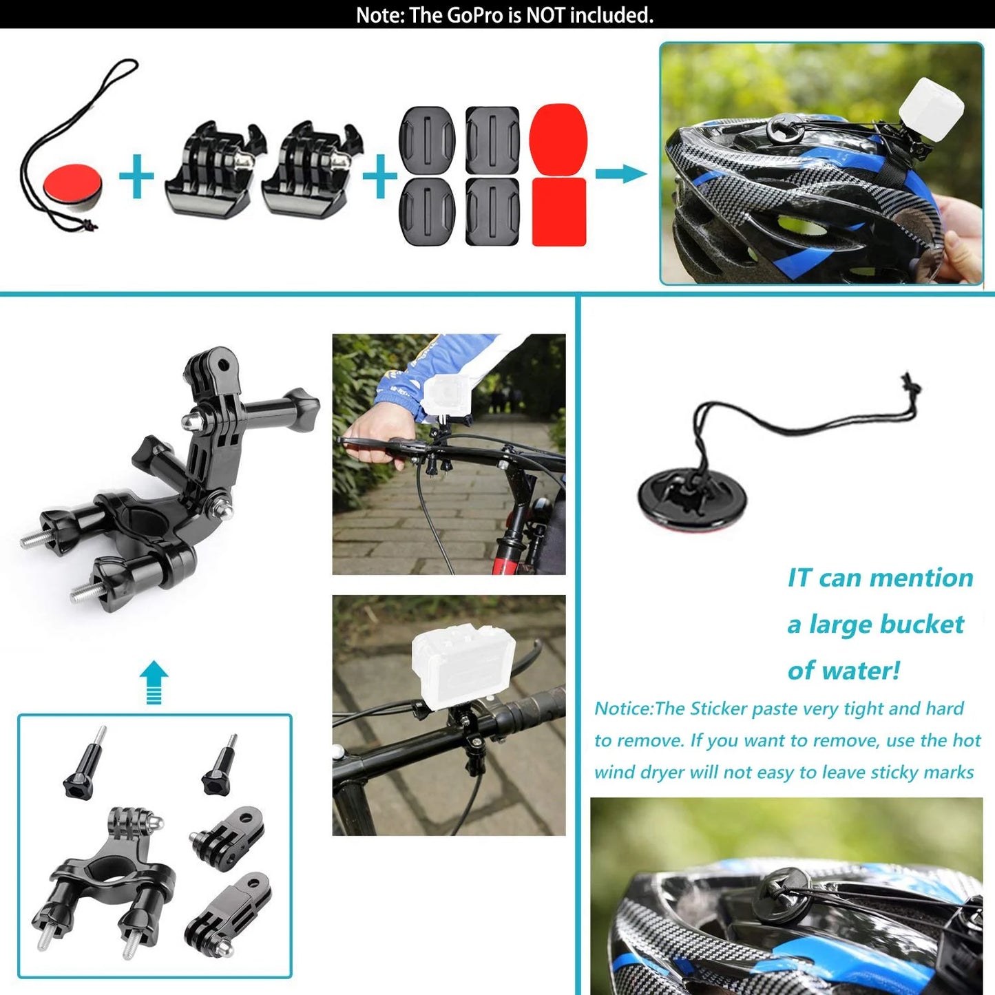 50 in 1 Action Camera Accessory Kit Compatible with Gopro Hero 12 11 10 9 8 7 6 5 4 Gopro Max Gopro Fusion Insta360 DJI Osmo Action Action 2 AKASO, and More