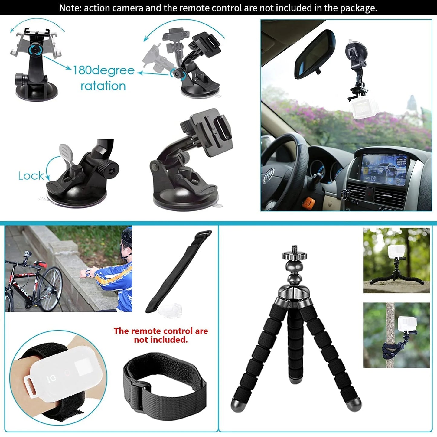 50 in 1 Action Camera Accessory Kit Compatible with Gopro Hero 12 11 10 9 8 7 6 5 4 Gopro Max Gopro Fusion Insta360 DJI Osmo Action Action 2 AKASO, and More