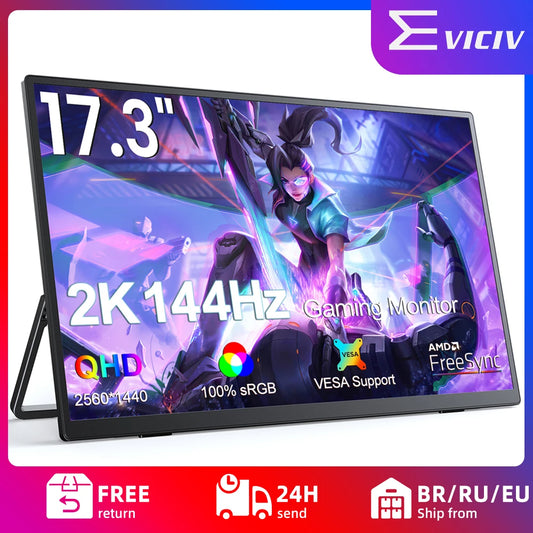 17.3" 2K 144Hz Portable Gaming Monitor – Unleash Stunning Visuals Anywhere!